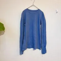 wear it declare it 青 長袖Tシャツ 【M】 ブルー ワッフル