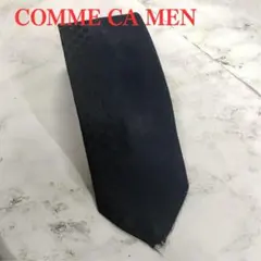 コムサ・メン　ネクタイ　紺　総柄　シルク　光沢　日本製【n1013】