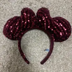 ミッキー耳カチューシャ 赤色 スパンコール