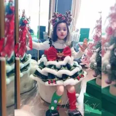 クリスマス女の子ドレスGワンピース110衣装キッズ赤チェック柄かわいい子供リボン