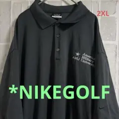 NIKE GOLF DRI-FIT 半袖ポロシャツ XXL ブラック 刺繍ロゴ