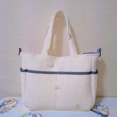ポケットいっぱいヌビバッグ【月と星×アイボリー】ハンドメイド