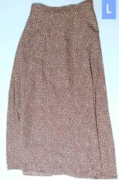 スカート　レディース　アニマル柄　小豆色　ロングスカート　L