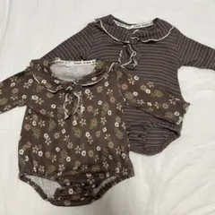 &mignon ボーダー　花柄　ロンパース　70 2点セット　双子