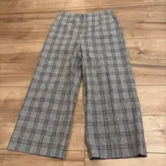 シップス　チェック柄 ワイドパンツ グレー