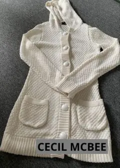 CECIL McBEE ロング丈ニットアウター　春アウター　ホワイト　M
