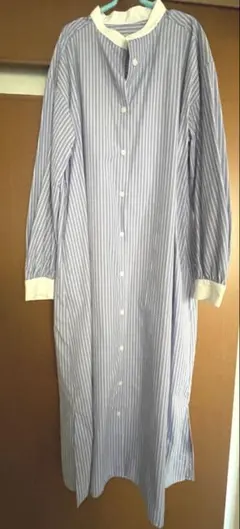 GU シャツワンピース ストライプ　L 長袖　バンドカラー