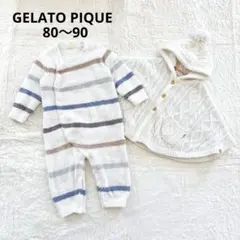 ジェラートピケ ロンパース ポンチョ ベビー服 80～90サイズ モコモコ