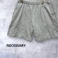 【NECESSARY】ハーフパンツ　カジュアル　ウエストゴム　グレー L