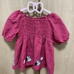 petit main ミニーマウス ギンガムチェック ブラウス