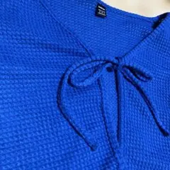 SHEIN ブルー 長袖 リボン　秋服　ボレロ　カーディガン　　ショート丈