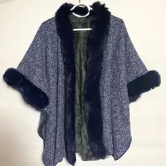 ポンチョ風フェイクファーコート