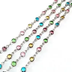 【パーツ】キャンディカラーストーン シルバーチェーン 20cm