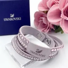 スワロフスキー スレイク ピンク デラックス ラップブレスレット クリスタル