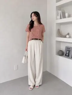 レトロ柄トップス 半袖 韓国 古着 春夏 フリーサイズ 伸縮性