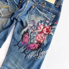 RED PEPPER 蝶刺繍 フレアデニム バタフライ Y2K レディース