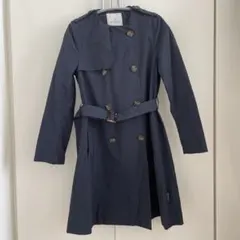 ノーカラートレンチコート　紺