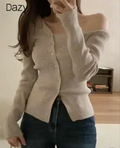 《신품 미사용 >> Dazy 대각선 숄더 탑스 베이지 S