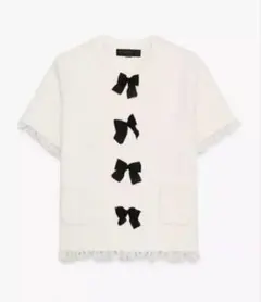 カットオフ仕上げリボン付きニットジャケット　ZARA 新品未使用タグ付き美品！