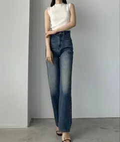 ［当日発送可/新品未使用］Louere ハイウエストストレートデニム