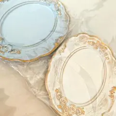 インテリアトレイ ブルーとホワイト 2個セット