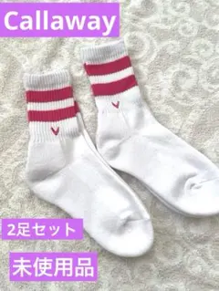 Callaway Golf ストライプデザイン ソックス ホワイト/ピンク