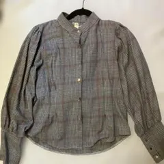 【新品】チェック柄バルーンスリーブシャツ