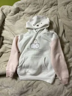 すみっコぐらし シロクマ フード付きパーカー ホワイト・ピンク