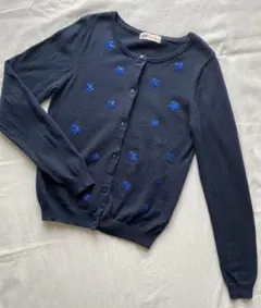 H&M スパンコールスター　ネイビーカーディガン　EUR134-140