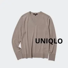 UNIQLO モカ エクストラファインメリノVネックセーター
