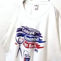 フルーツオブザルームアメリカンキャンサーソサエティTシャツホワイト白XL古着