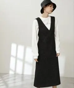 ★タグカット新品未使用★ ネップツイードジャンパースカート チャコール