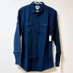○ネイビー 長袖シャツ S メンズ　長袖　シャツ　前開き