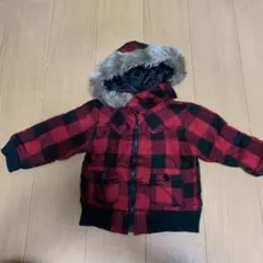 キッズアウター 90cm 赤と黒のチェック柄