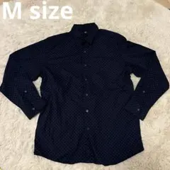 【ユニクロ】【メンズ】エクストラファインコットンブロードプリントシャツ　長袖　M