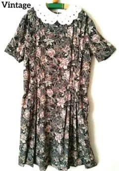 vintage ボタニカル 花柄 ワンピースのサムネイル