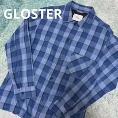 GLOSTER 青系チェック 長袖シャツ