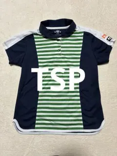 TSP ポロシャツ ネイビーと緑のストライプ
