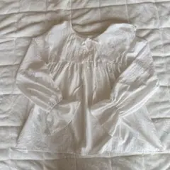 ホワイト 長袖ブラウス Heather nice clap