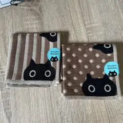 マタノアツコ　ハンカチ　黒猫