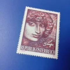 7593 外国切手 オーストリア 1982年モダンアート「女性の顔」凹版
