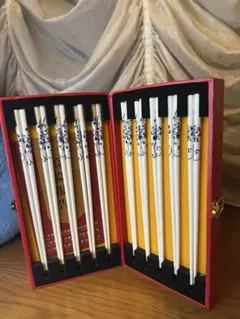 青い花柄 陶器製箸 10本セット