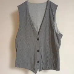 メンズ　ユニクロ　リバーシブル　ベスト　ジレ　千鳥柄　無地　柔らかコットン　M