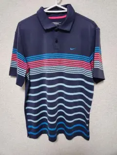 ナイキ　NIKE　NIKEゴルフ　ストライプ　ポロシャツ　ネイビー　XL
