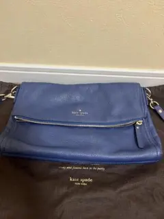 kate spade 青 レザー ショルダーバッグ