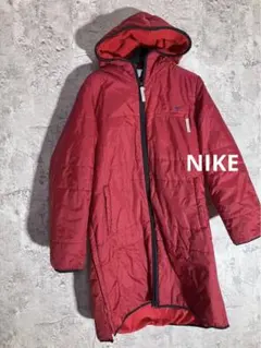 ☘️Nikeフード付き 内ボア 裏起毛 レッド ベンチコート ジャンパー