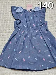 02【140】新品タグ付き　メゾピアノ　アイスキャンディー　ワンピース　デニム風