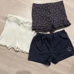 インナーパンツ一部丈アイボリーチャコールグレー ドット柄パンツ 90まとめ売り