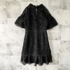Lily brown 黒 総レース パーティードレス S