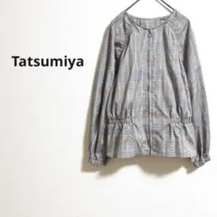 a901【Tatsumiya】ウエストマークジップアップフリルチュニックチェック